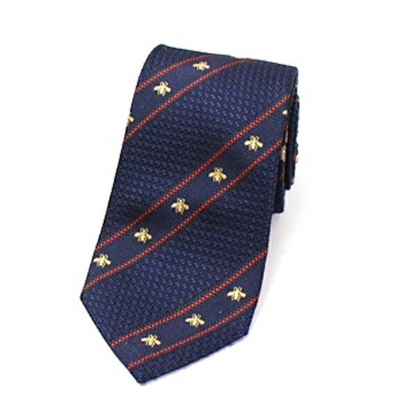 樂天商城 - グッチ シルク ネクタイ Bee＆ストライプ柄 現行品 細身 中古 Aランク GUCCI ｜メンズ ビジネス 【送料無料】