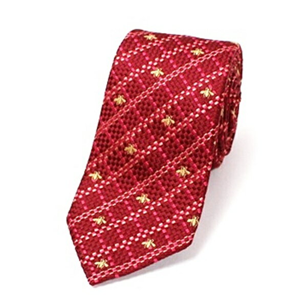 GUCCI - グッチ シルク ネクタイ Bee＆格子柄 現行品 細身 中古 Aランク GUCCI ｜メンズ ビジネス 【送料無料】