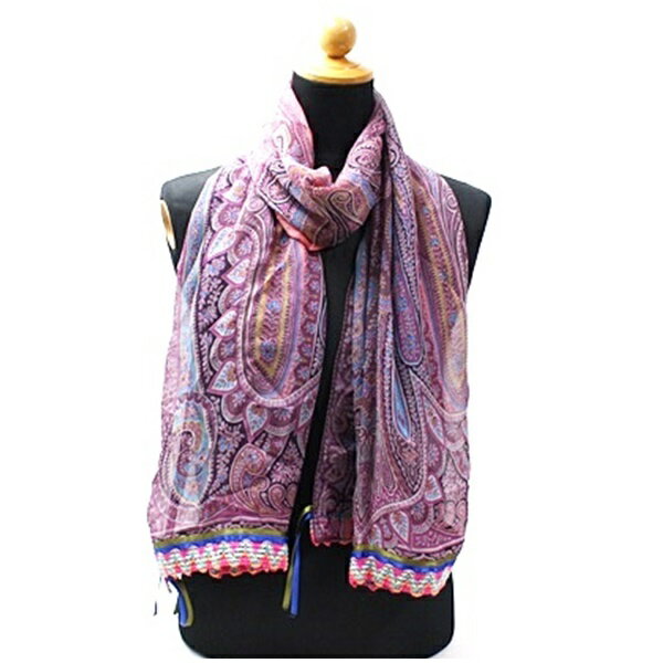 樂天商城 - エトロ シルク 長方形ストール パープル×ピンク ペイズリー 中古 Aランク ETRO ｜レディース 女性 【送料無料】