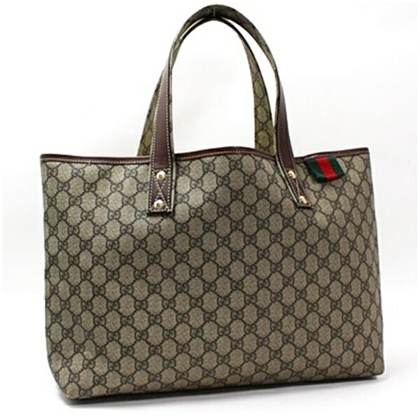 グッチ PVC×レザー トートバッグ 肩掛け GGスプリーム 211134 ブラウン 中古 ABランク GUCCI｜女性 レディース 通勤 通学 【送料無料】