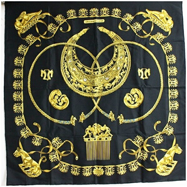 エルメス シルク スカーフ カレ90 LES CAVALIERS D'OR 黄金の騎士 中古 Aランク HERMES｜レディース 女性用 箱付き 【送料無料】