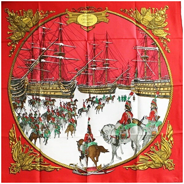 Silk - エルメス 未使用 シルク スカーフ カレ90 MARINE ET CAVALERIE 海と騎兵隊 中古 Sランク HERMES｜レディース 女性用 紙ケース付き 【送料無料】