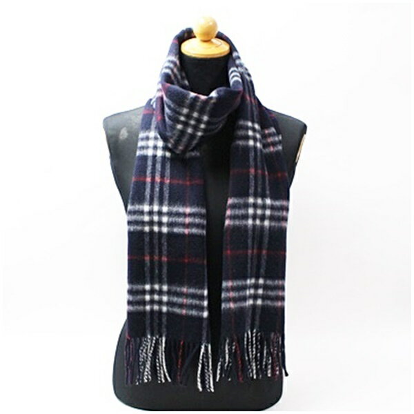 バーバリー ウール マフラー ブラック×チェック 182×31センチ 中古 Aランク BURBERRY ｜メンズ レディース 男性 女性 防寒 【ネコポス送料無料】