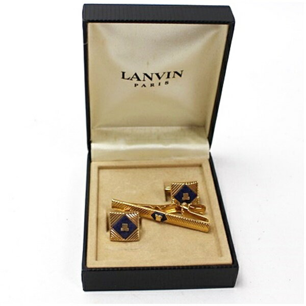Other - ランバン ネクタイピン カフス セット ゴールド×ネイビー 中古 Aランク LANVIN｜メンズ 男性 ビジネス スーツ小物 【ネコポス送料無料】
