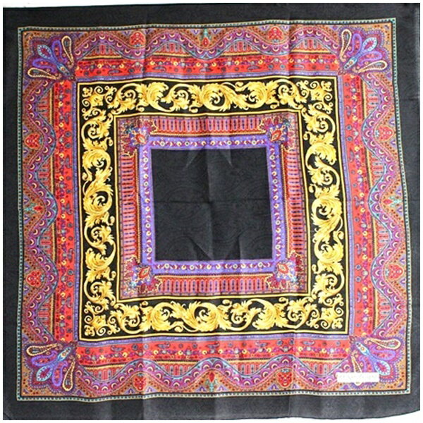 樂天商城 - イヴサンローラン シルク スカーフ ブラック×マルチカラー 中古 ABランク YVES SAINT LAURENT｜レディース 女性 【ネコポス送料無料】
