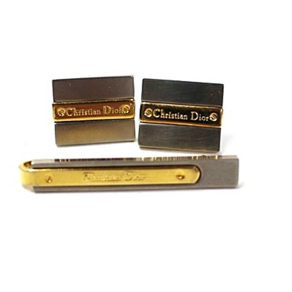 樂天商城 - クリスチャンディオール ネクタイピン カフス セット シルバー×ゴールド 中古 ABランク Christian Dior｜メンズ 男性 ビジネス スーツ小物 【ネコポス送料無料】