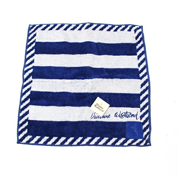 ヴィヴィアンウエストウッド ハンカチ 未使用 ネイビー×ホワイト ストライプ 中古 Sランク Vivienne Westwood ｜レディース 女性 タオルハンカチ 【ネコポス送料無料】