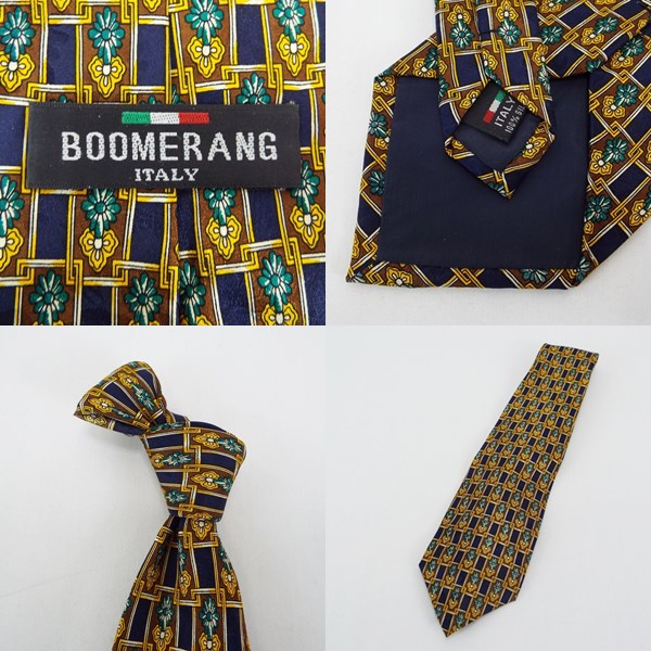 ブーメラン シルク ネクタイ ネイビー系 中古 ABランク BOOMERANG メンズ ビジネス【メール便送料無料】