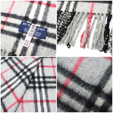 バーバリー バーバリー ロンドン カシミヤ マフラー グレー×チェック 154×32センチ 中古 ABランク BURBERRY LONDON |ブランド プレゼント まふらー レディース 女性 メンズ 男性 男女兼用 人気 冬 防寒【クリーニング済み】【ネコポス送料無料】