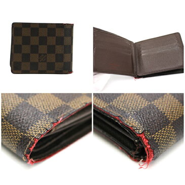 ルイヴィトン ダミエ ポルトフォイユ フロリン 2つ折り財布 N60011 中古 Bランク LOUIS VUITTON ｜メンズ レディース 男女兼用 ビトン ウォレット 財布 小銭入れ付き クリアケース付き 二つ折り【送料無料】