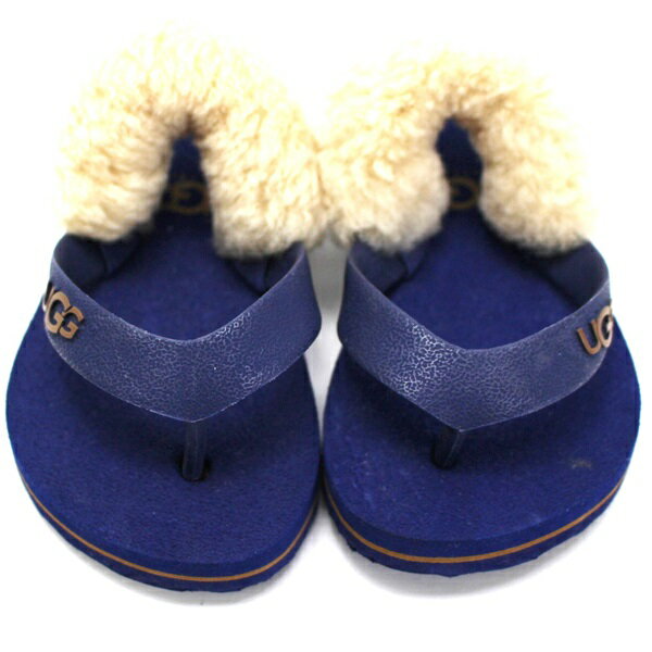 アグ ベビーサンダル ボア ネイビー×ベージュ 中古 ABランク UGG |赤ちゃん キッズ ブランド【ネコポス送料無料】