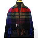 ファッションブランケット 大判ストール マフラー マルチカラー チェック柄 130×80センチ 中古 Aランク Fashion blanket| レディース 女...