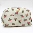 コーチ 花柄 ポーチ 化粧ポーチ 13318 アイボリー×ピンク PVC 中古 Bランク COACH| レディース 女性 ブランド 小物整理 ブランド コスメポ...