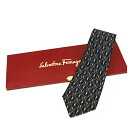 サルヴァトーレ フェラガモ 未使用 シルク ネクタイ 小人柄 ネイビー 中古 Sランク Salvatore Ferragamo |メンズ ビジネス 紙ケース付き...