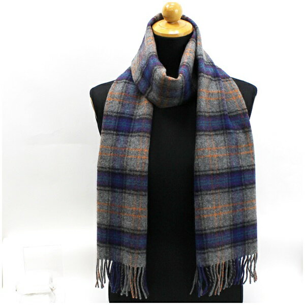 クロコダイル マフラー グレー・パープル×チェック 192×40センチ 中古 ABランク Crocodile ｜レディース 女性 男性 男女兼用 【クリーニング済み】【ネコポス送料無料】のサムネイル