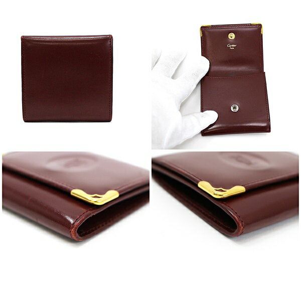 カルティエ マストライン コインケース 小銭入れ レザー ボルドー 中古 ABランク CARTIER ｜メンズ 男性 レディース 女性 男女兼用 財布 小物入れ ブランド【ネコポス送料無料】