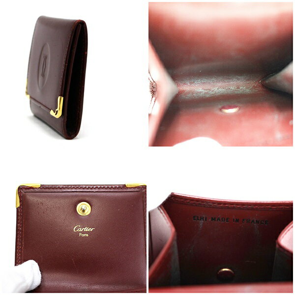 カルティエ マストライン コインケース 小銭入れ レザー ボルドー 中古 ABランク CARTIER ｜メンズ 男性 レディース 女性 男女兼用 財布 小物入れ ブランド【ネコポス送料無料】