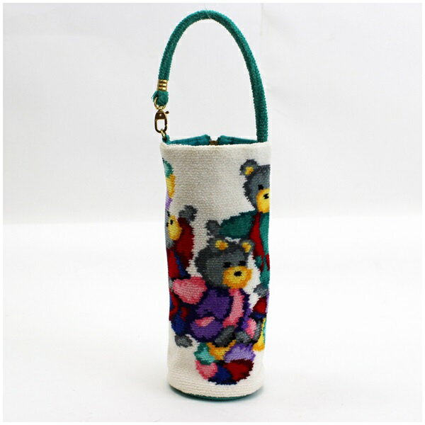 フェイラー ボトルポーチ ボトルホルダー クマ柄 グリーン×ホワイト 中古 Aランク FEILER｜ レディース 女性 ブランド ベア くま ペットボトルホルダー 【ネコポス送料無料】のサムネイル