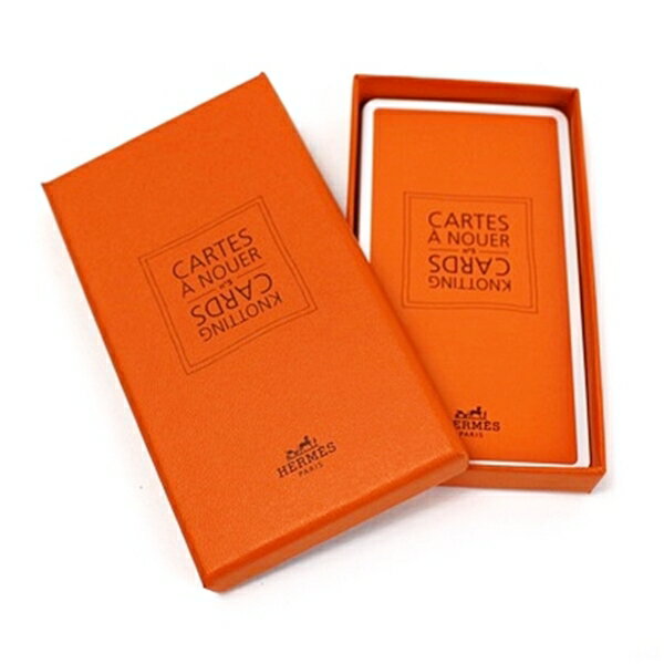 エルメス ノッティングカード NO.5 オレンジ 中古 ABランク HERMES |小物 スカーフの結び方 箱付き 【ネコポス送料無料】のサムネイル