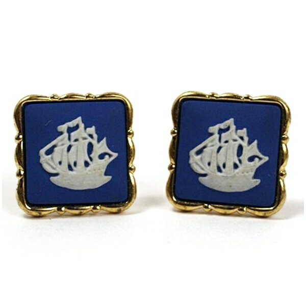 ウエッジウッド カフス 幌船柄 中古 ABランク WEDGWOOD|アクセサリー メンズ 男性用 ビジネス 仕事 スーツ小物 カフスボタン 【ネコポス送料無料】