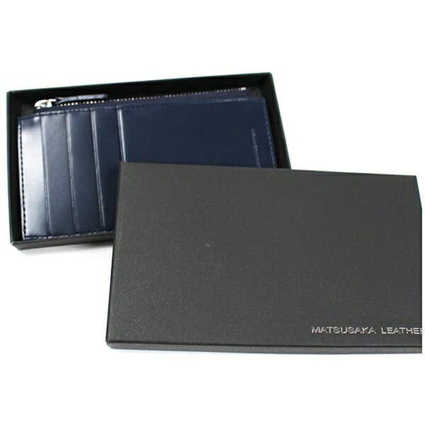 松坂レザー バンビ 未使用 カードケース コインケース 小銭入れ ネイビー 中古 Sランク BAMBI｜ メンズ 男性 小物 箱付き【送料無料】
