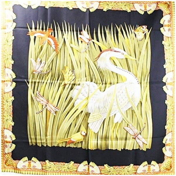 サルバトーレ・フェラガモ シルク スカーフ 鳥柄 アイボリー×マルチカラー 中古 Aランク Salvatore Ferragamo | レディース 女性 【送料無料】