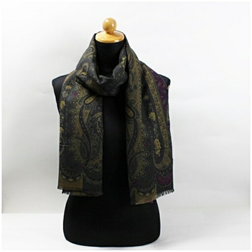 エトロ 大判ストール ショール ウール×シルク ダークグレー×パープル ペイズリー柄 中古 Aランク ETRO | レディース 女性用 長方形 紙ケース付 【送料無料】 エトロ 大判ストール ショール ウール×シルク ダークグレー×パープル ペイズリー柄 中古 Aランク ETRO | レディース 女性用 長方形 紙ケース付 【送料無料】