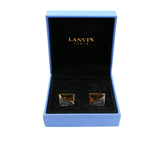 ランバン カフス シルバー&ゴールドカラー 中古 Aランク LANVIN|アクセサリー メンズ 男性用 ビジネス スーツ小物 カフスボタン ケース付き 【送料無...