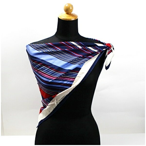 イヴサンローラン スカーフ ホワイト×レッド×ネイビー ストライプ柄 中古 Bランク YVES SAINT LAURENT | レディース 女性 【ネコポス送料無料】