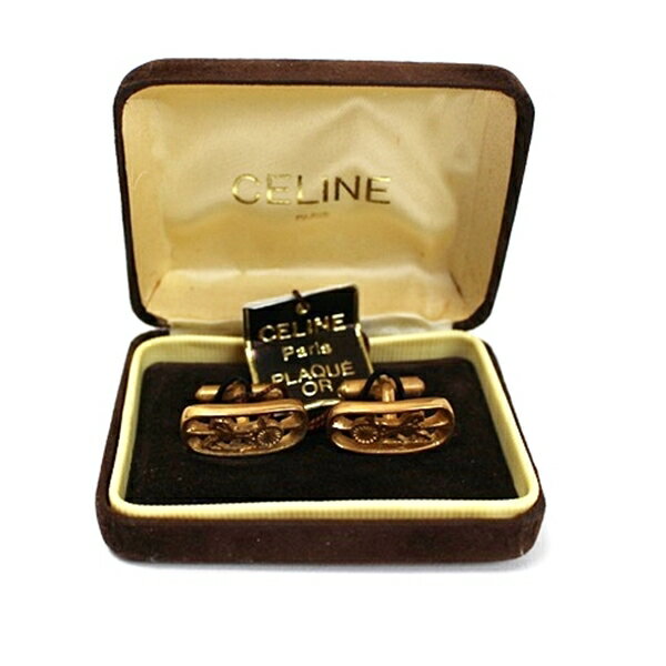 セリーヌ カフス ヴィンテージ 中古 ABランク CELINE ゴールド 馬車柄|メンズ 男性 ブランド 【送料無料】