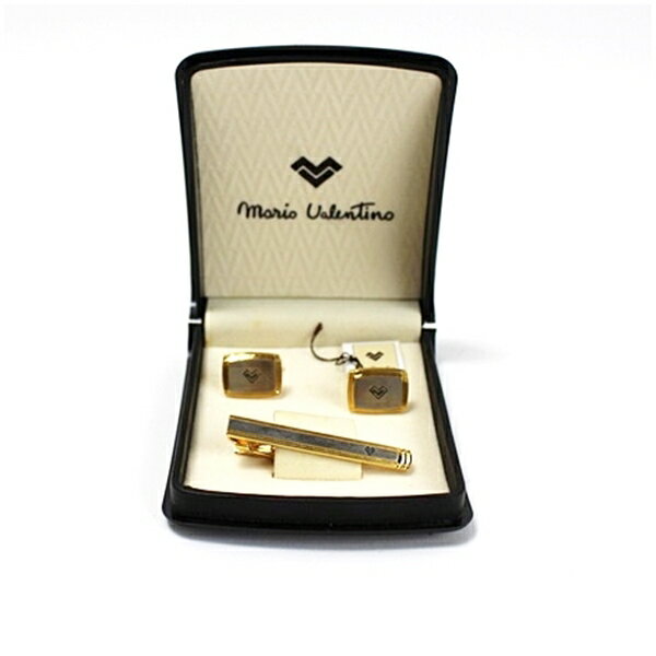 マリオバレンチノ 未使用 ネクタイピン&カフス セット 中古 Sランク Mario Valentino |アクセサリー メンズ 男性用 ビジネス 仕事 スーツ小...
