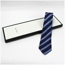 グッチ シルク ネクタイ ナロータイ ストライプ ネイビー×ブルー 現行品 562827 428879 4E979 中古 Aランク GUCCI | メンズ ビジ...
