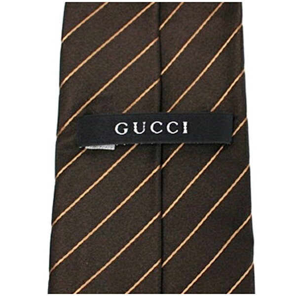 グッチ シルク ナロータイ ネクタイ ブラウン ストライプ 中古 Aランク GUCCI | メンズ ビジネス 細身 【ネコポス送料無料】