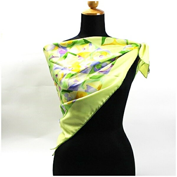 ルイヴィトン シルク スカーフ ライトグリーン ロゴ LV 中古 ABランク LOUIS VUITTON｜レディース女性 ブランド ケース付き 【送料無料】