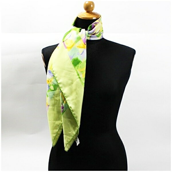 ルイヴィトン シルク スカーフ ライトグリーン ロゴ LV 中古 ABランク LOUIS VUITTON｜レディース女性 ブランド ケース付き 【送料無料】