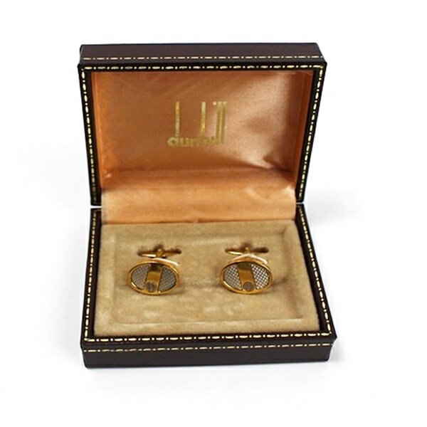 ダンヒル カフス ゴールド×シルバー 中古 Aランク dunhill |アクセサリー メンズ 男性用 ビジネス 仕事 スーツ小物 カフスボタン ケース付き 【ネ...