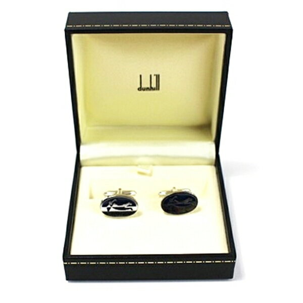 ダンヒル カフス シルバー×ネイビー 中古 Aランク dunhill |アクセサリー メンズ 男性用 ビジネス 仕事 スーツ小物 カフスボタン ケース付き 【送...