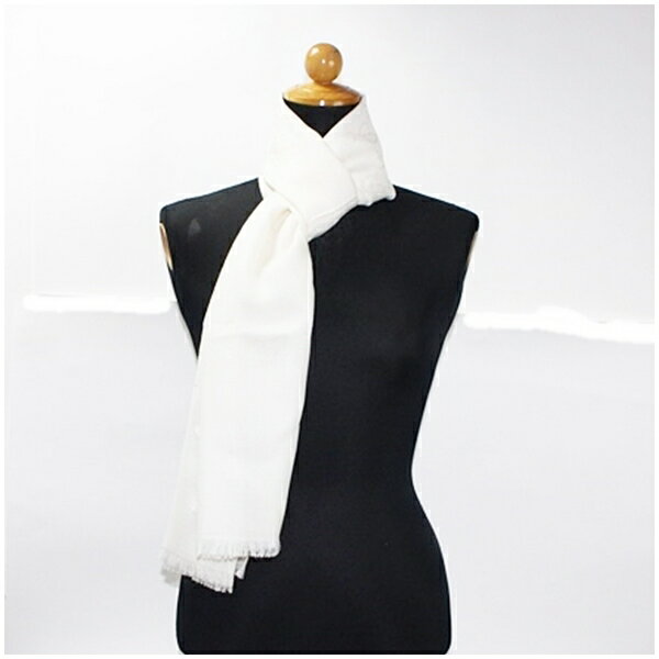 グッチ ウール シルク ストール ホワイト ロゴ柄 中古 Aランク GUCCI　165904 ｜レディース 女性用 【送料無料】