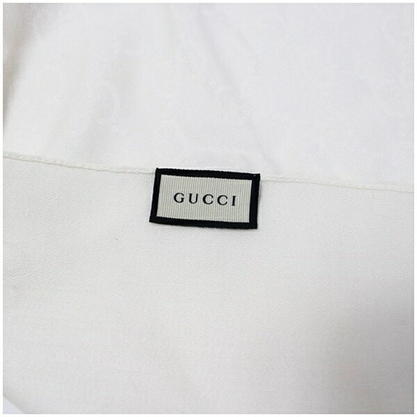 グッチ ウール シルク ストール ホワイト ロゴ柄 中古 Aランク GUCCI　165904 ｜レディース 女性用 【送料無料】