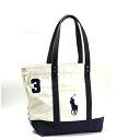 ポロ ラルフローレン キャンバス トートバッグ ショルダーバッグ ロゴ刺繍 肩掛け ホワイト×ネイビー 中古 Bランク POLO RALPH LAUREN | ...