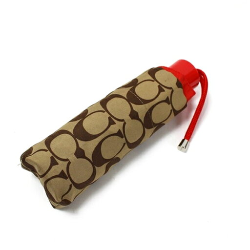 コーチ シグネチャー 折り畳み傘 ベージュ×レッド 中古 Aランク COACH|レディース 女性 収納袋付き 【送料無料】 コーチ シグネチャー 折り畳み傘 ベージュ×レッド 中古 Aランク COACH|レディース 女性 収納袋付き 【送料無料】