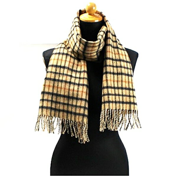 ダックス ウール(カシミヤ入り) マフラー リバーシブル キャメル 146×31センチ 中古 Aランク DAKS | メンズ 男性 【ネコポス送料無料】