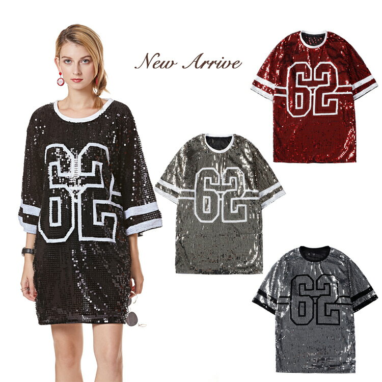 ダンス 衣装 ヒップホップ tシャツ ラウンドネック ミディアム丈 女性 スパンコール 鮮やか プリント ルーズ fashion 個性 潮流 ジャズダンス 演出 イベント 演イベント ダンス ダンスチーム