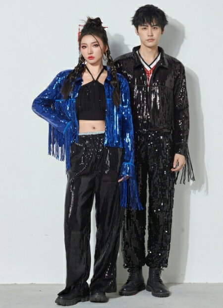 ダンス衣装 スパンコール ジャケット トップス 大人 上着 ズボン ダンスウェア キラキラ レディースファッション スタイル 個性的 コスチューム パーティーグッズ コスプレ衣装 ダンス衣装 HIPHOP・DANCEイベント/発表会