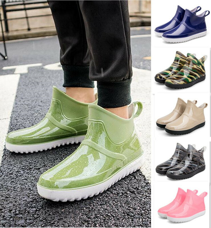 レインシューズ レインブーツ メンズ レディース 男女兼用 ショート丈 防水 レイン ブーツ 長靴 黒 ブラック 通勤 カジュアル 雨靴 キチンシューズ ビ...