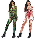 看護師とゾンビの組合せ 血液デザイン つなぎ服 ハロウィン コスプレ ハロウィン 仮装 大人 ハロウィン衣装 コスプレ衣装 レディース ハロウィーン 衣装 ガー...