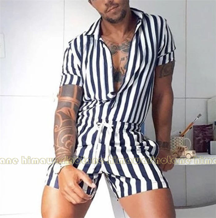 半袖 オールインワン メンズ つなぎ 作業着 ジャンプスーツ メンズ 夏 レトロ メンズ ジャンプ スーツ メンズ ショート パンツ ルームウェア メンズ ボデ...