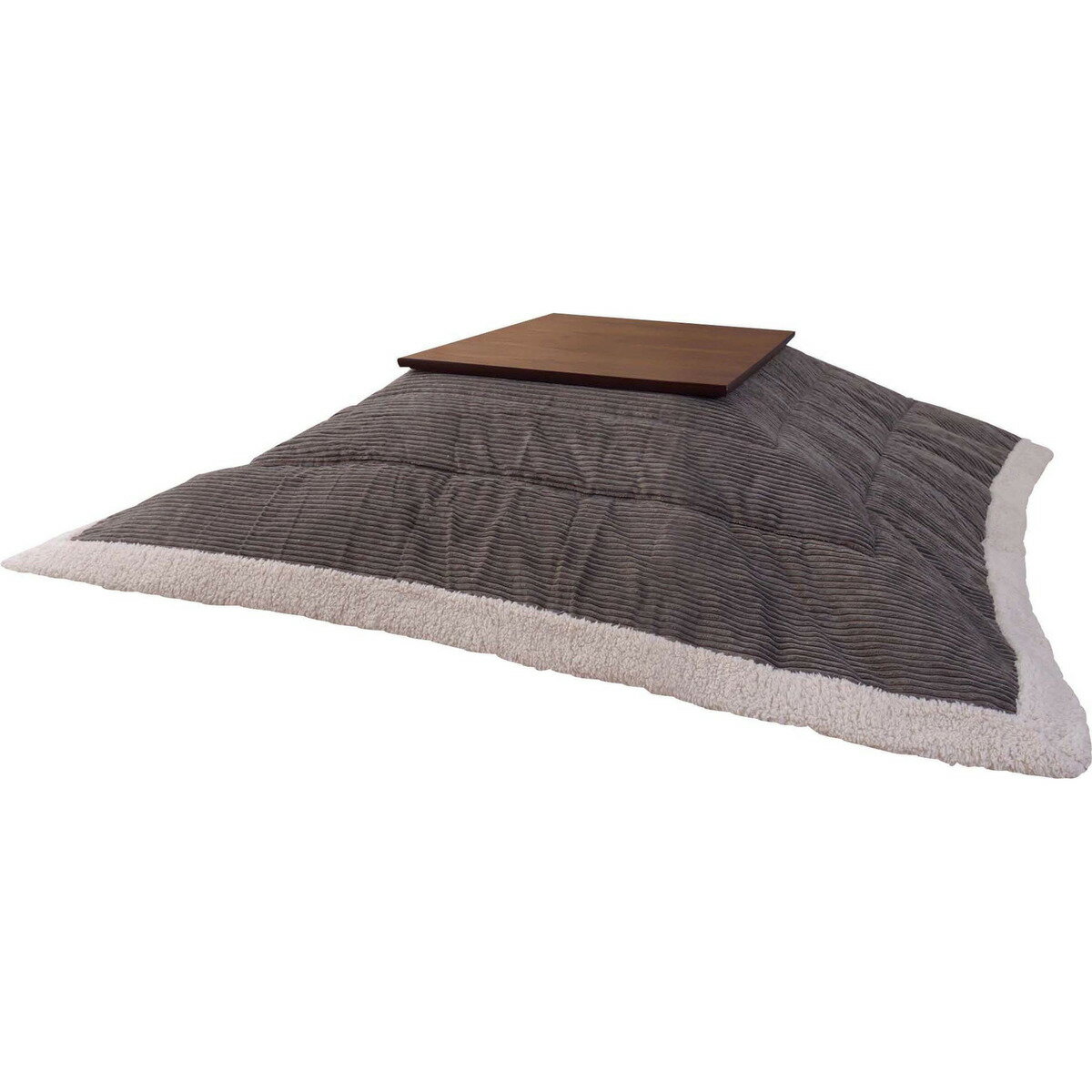 薄掛けコタツ布団 正方形（コーデュロイ） グレー こたつ布団 こたつ掛け布団 薄掛け コーデュロイ おしゃれ 正方形 19×19cm シープボア 裏面フリース コタツ布団 コタツ掛け布団