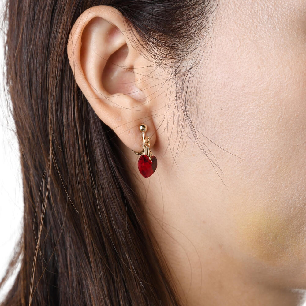 【小型宅配】クリスタルガラスハート型 イヤリング