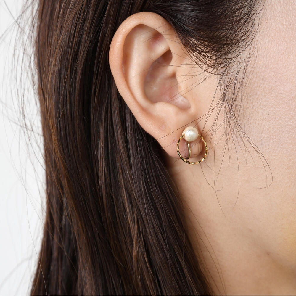 【ブラックフライデー限定クーポン配布中】【小型宅配】コットンパールラウンドイヤリング